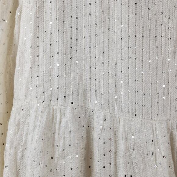 Sundress Neo Short Dress Sequins Tassel Size XS/S Cream Long Sleeve - Picture 5 of 14